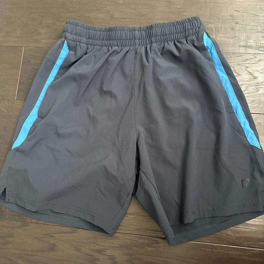 Stylish Athletic Shorts in Dark Gray with Blue Accents